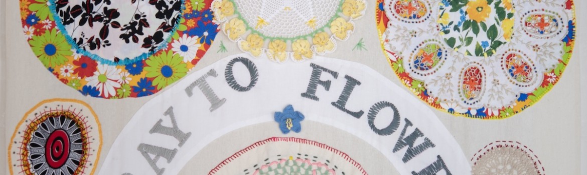 Cultivators of Life_Annalee Davis, Pray to Flowers, 2022 - 2023 Crochet, applique, and embroidery on domestic cotton. Image Courtesy of the Artist_